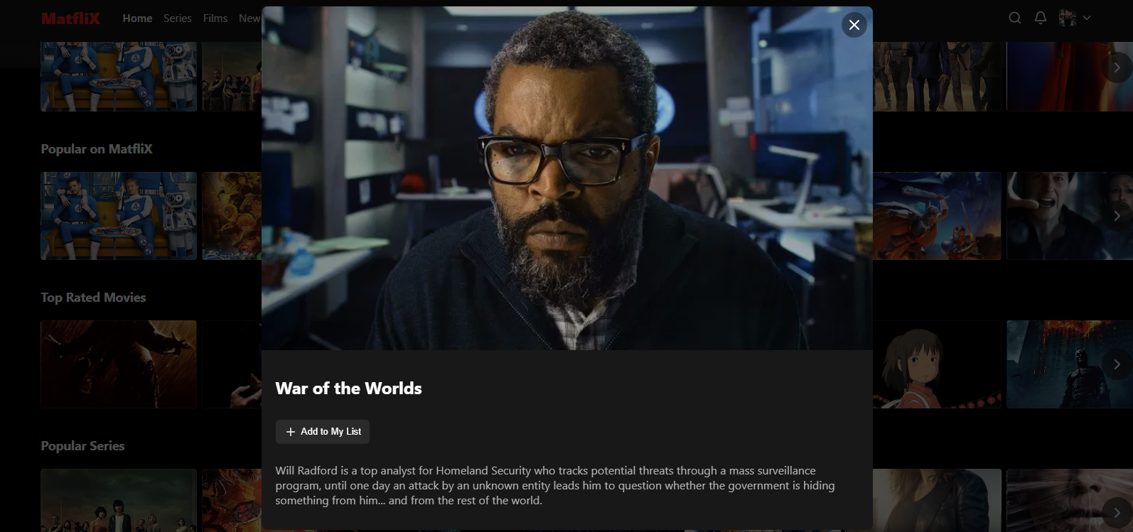 MatfliX — Netflix-style Streaming UI screenshot 2