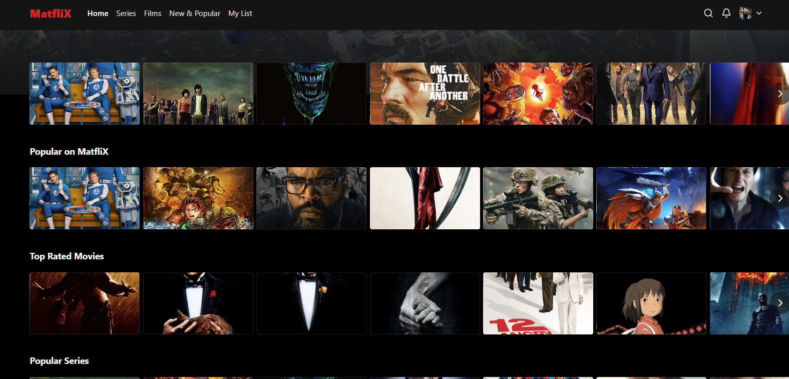 MatfliX — Netflix-style Streaming UI screenshot 4